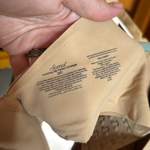 Soma VANISHING 360 Perfect Coverage Bra Beige Size 36D - Picture 9 of 11